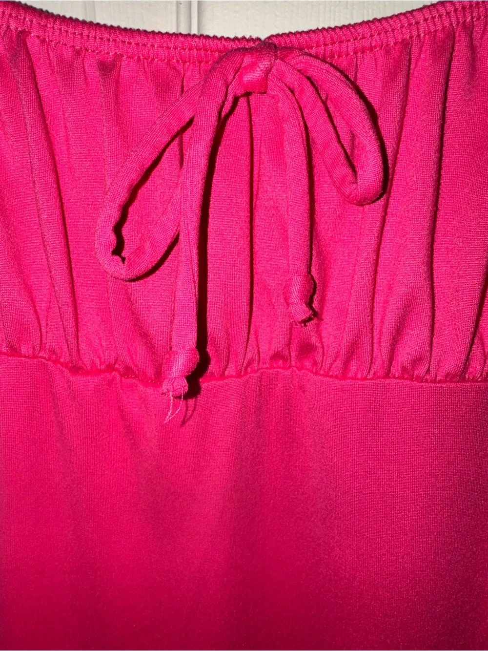 Hot Pink Fuchsia Puff Sleeve Peasant Girls Dress Tunic Size L 10/12